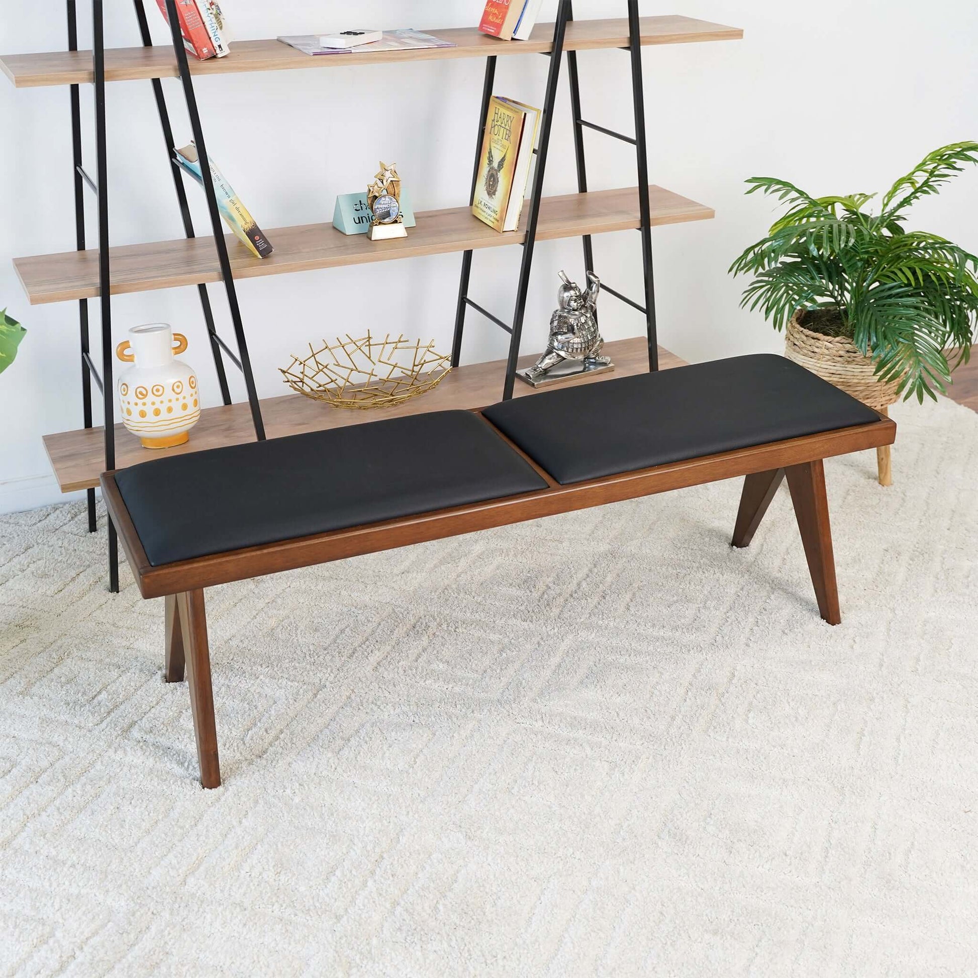 Claire Upholstered Wood Bench | Black