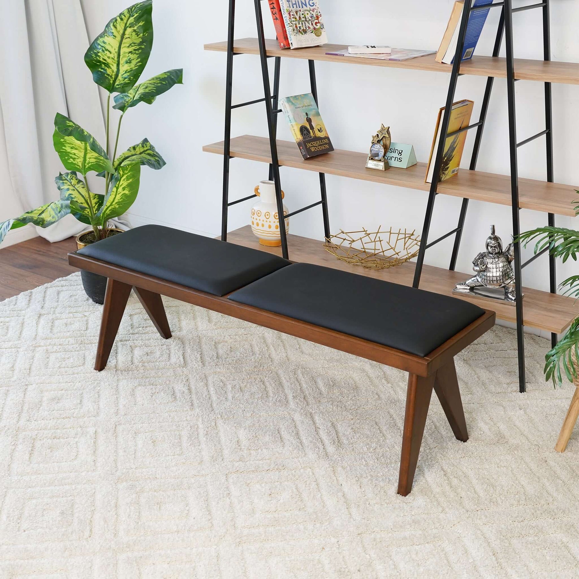 Claire Upholstered Wood Bench | Black