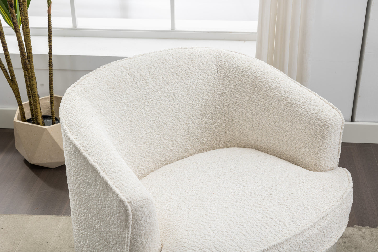 Comfy Round 360 Degree Swivel Barrel Chair, Cream