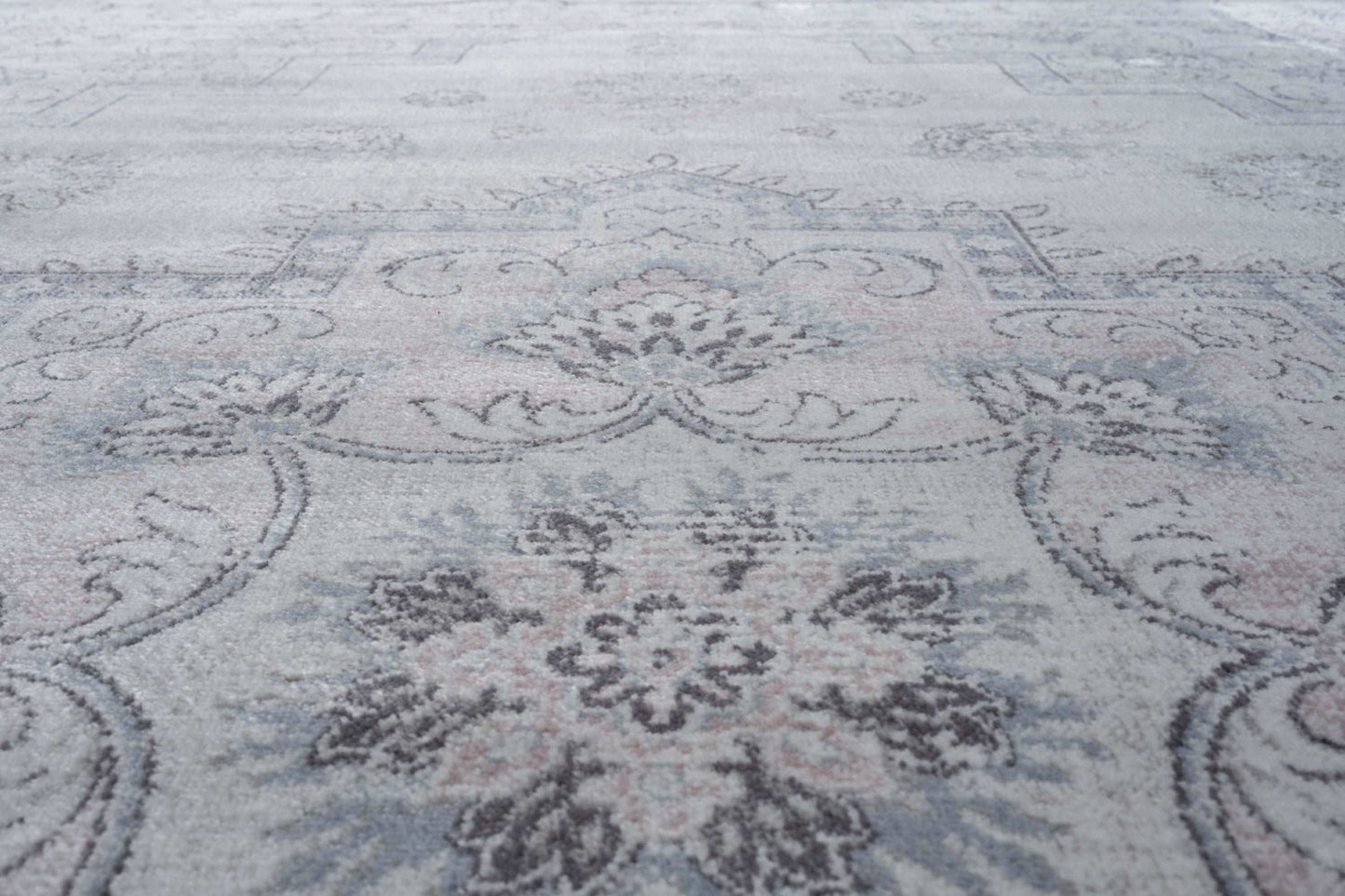 Calanthe Grey, Blush, Blue, Ivory Viscose Area Rug