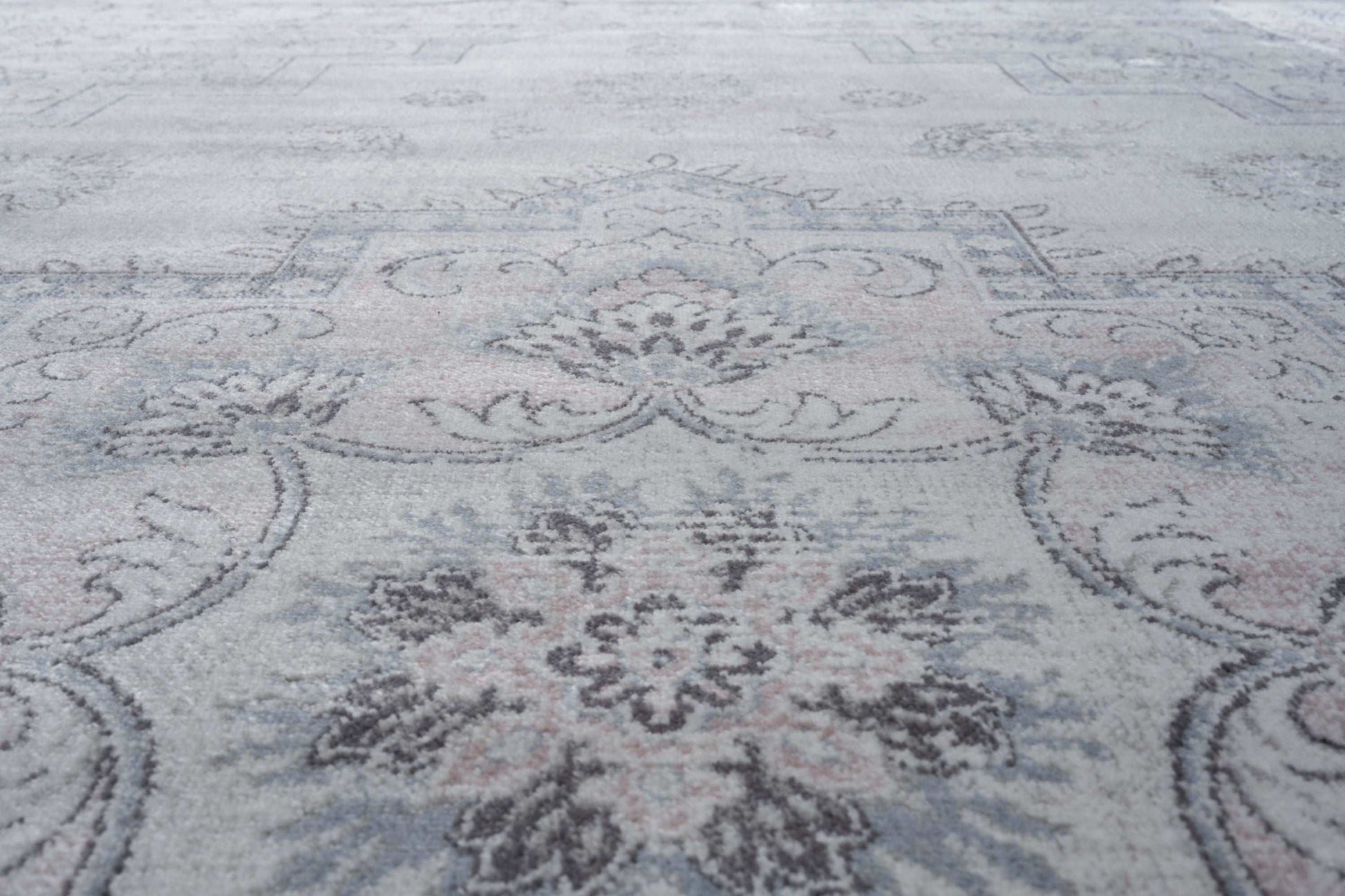 Calanthe Grey, Blush, Blue, Ivory Viscose Area Rug