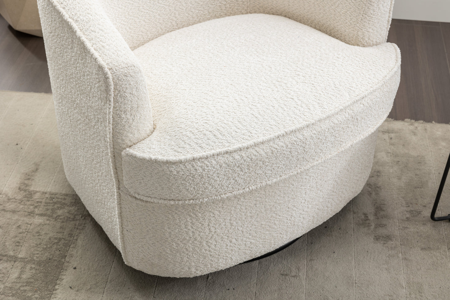 Comfy Round 360 Degree Swivel Barrel Chair, Cream