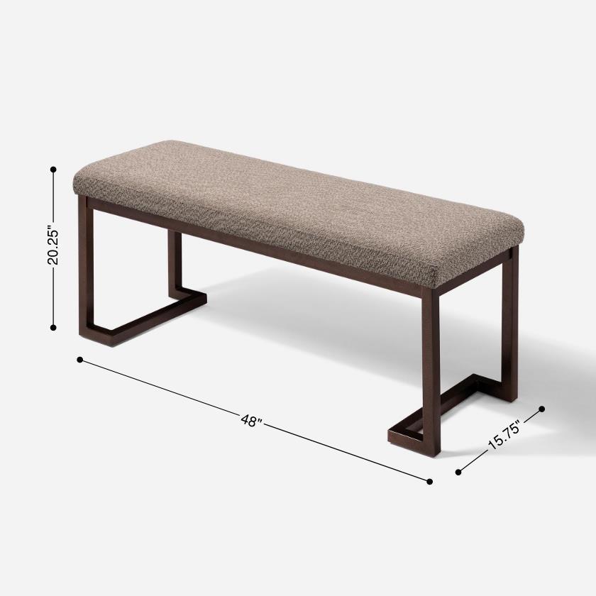 Boucle Contemporary Bench, Tungsten Gray