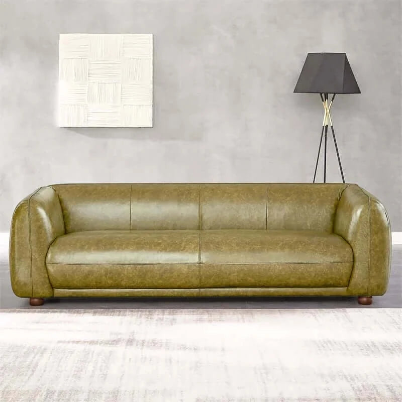 Malory Italian Leather Sofa Green