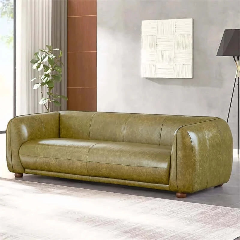 Malory Italian Leather Sofa Green