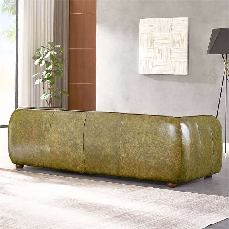 Malory Italian Leather Sofa Green