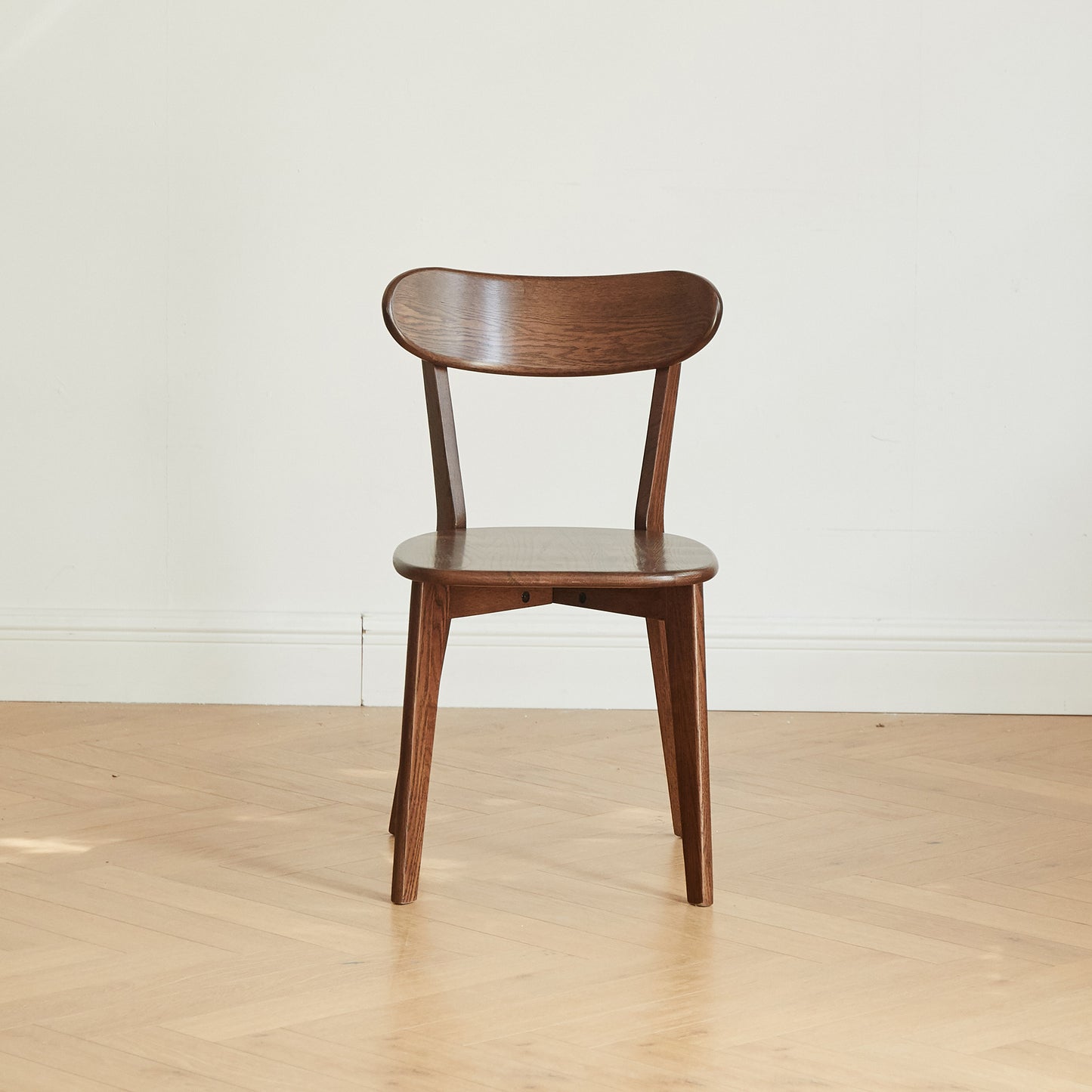 Simple Solid Oak Chair (Set of 2), Dark Walnut