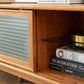 Solid Cherry Wood TV Cabinet with Glass Doors, Two Drawers