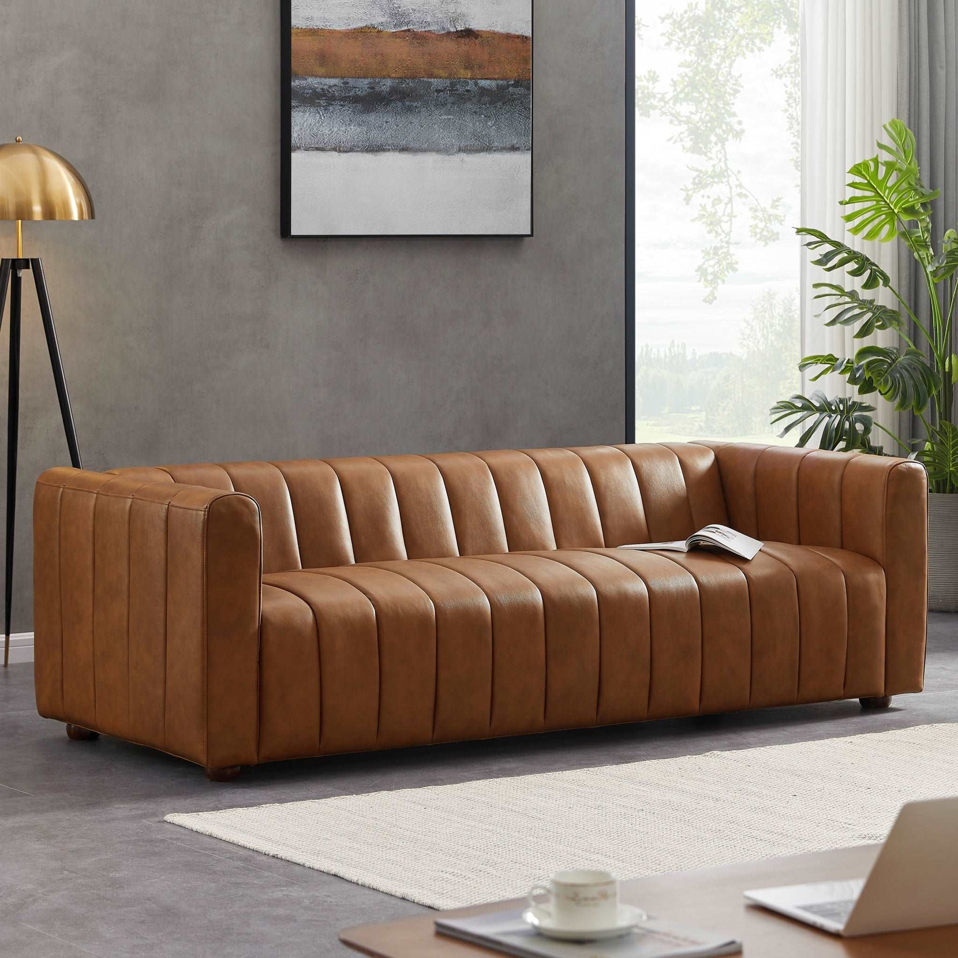 Leather Sofa - Cognac