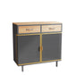 Carbonized Bamboo and Iron 2 Drawer Sideboard With Cabinet, Doors and Trim Grey