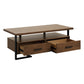 Contemporary Coffee Table with Drawers, Walnut Wood and Black Metal Finish