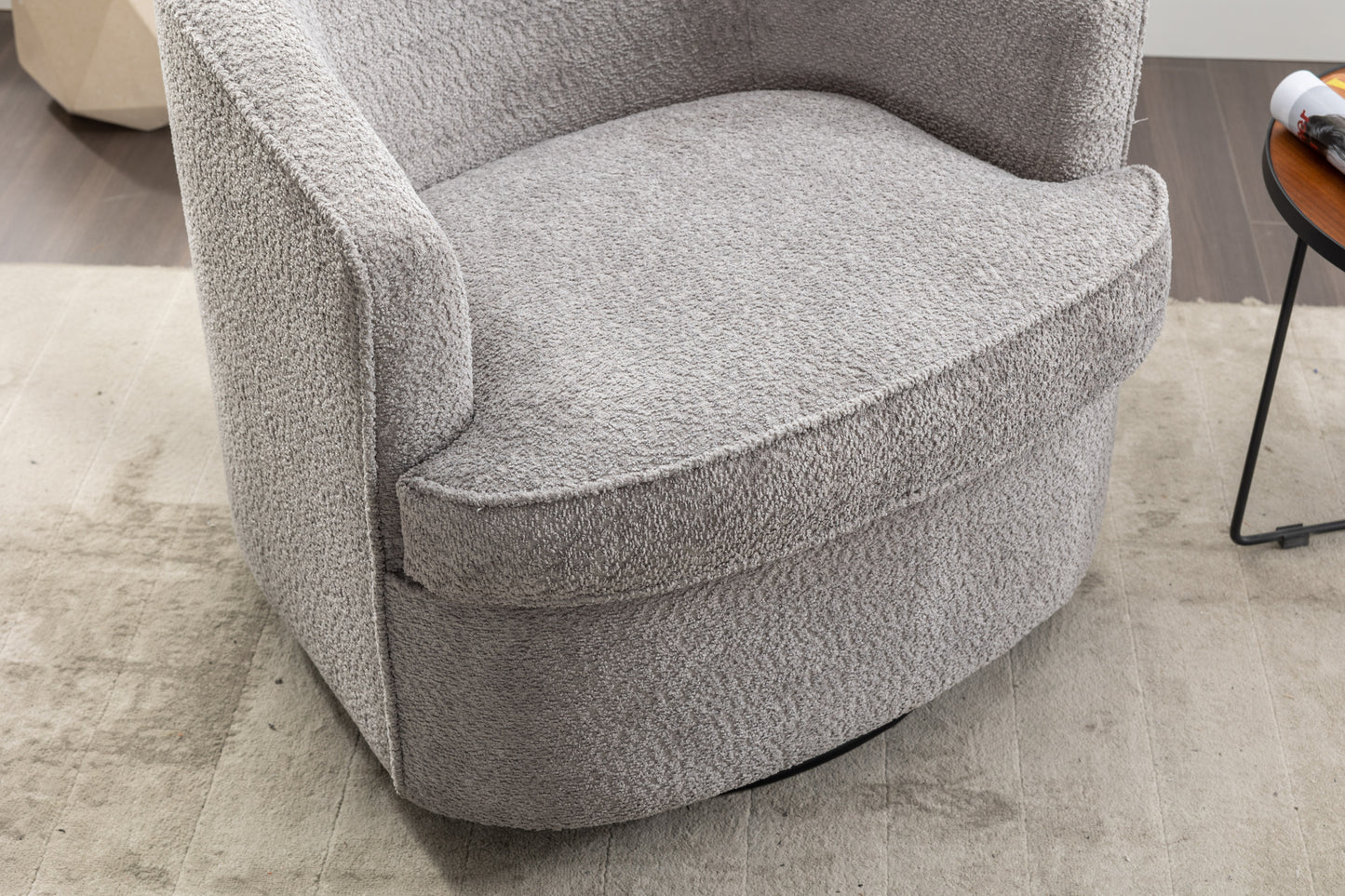 Comfy Round 360 Degree Swivel Barrel Chair, Grey