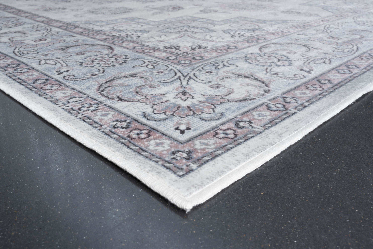 Calanthe Grey, Blush, Blue, Ivory Viscose Area Rug