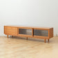 Solid Cherry Wood TV Cabinet with Glass Doors, Two Drawers