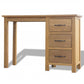 vidaXL Desk with 3 Drawers Solid Oak Wood 41.7"x15.7"x29.5"-2