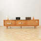 Solid Cherry Wood TV Cabinet with Glass Doors, Two Drawers