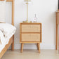 Simple Solid Wood Nightstands w/ Rattan Drawers