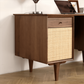 Black Walnut Rattan Home Office Desk