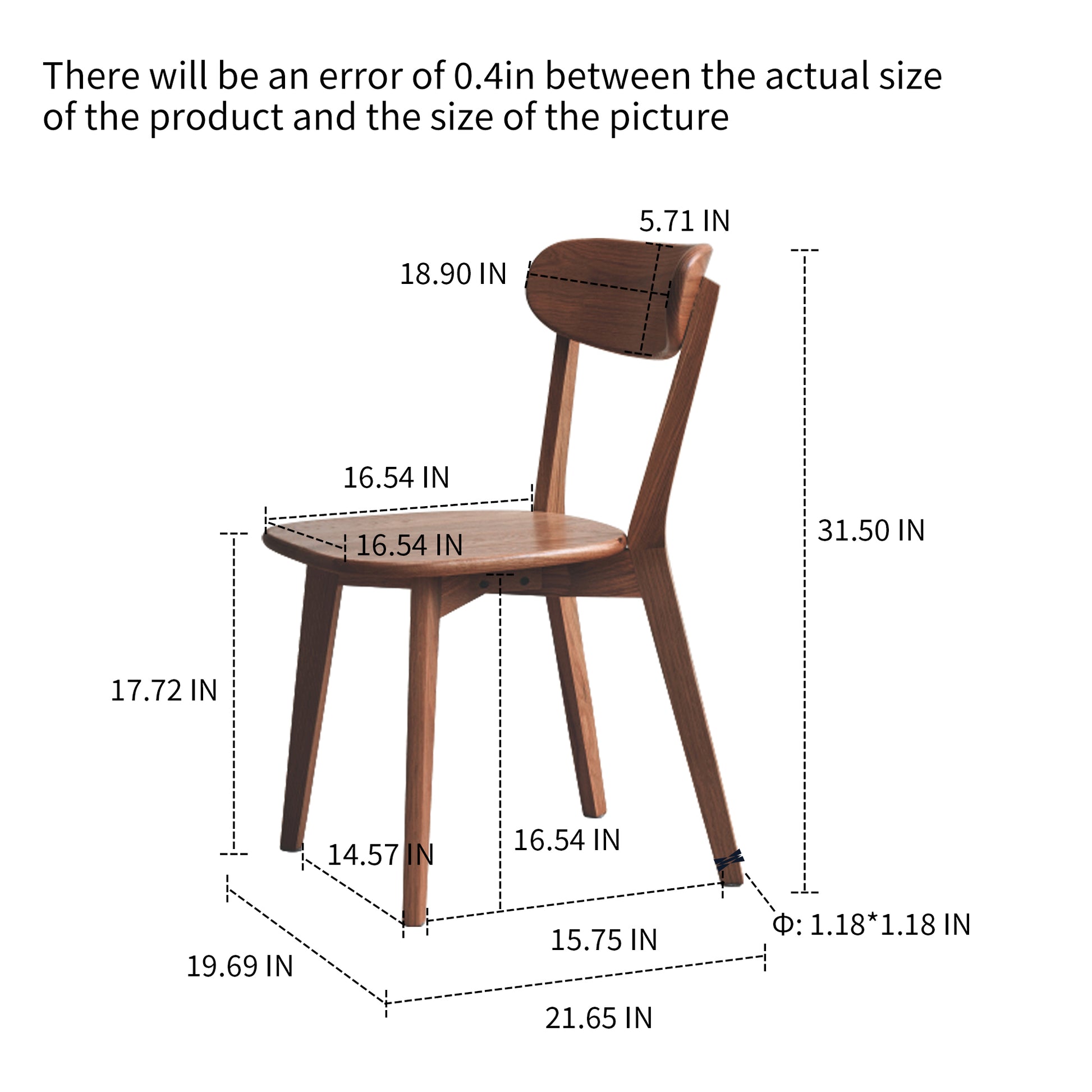 Simple Solid Oak Chair (Set of 2), Dark Walnut