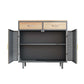 Carbonized Bamboo and Iron 2 Drawer Sideboard With Cabinet, Doors and Trim Grey