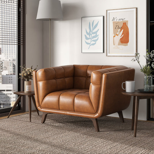 Kaleb Leather Lounge Chair | Cognac