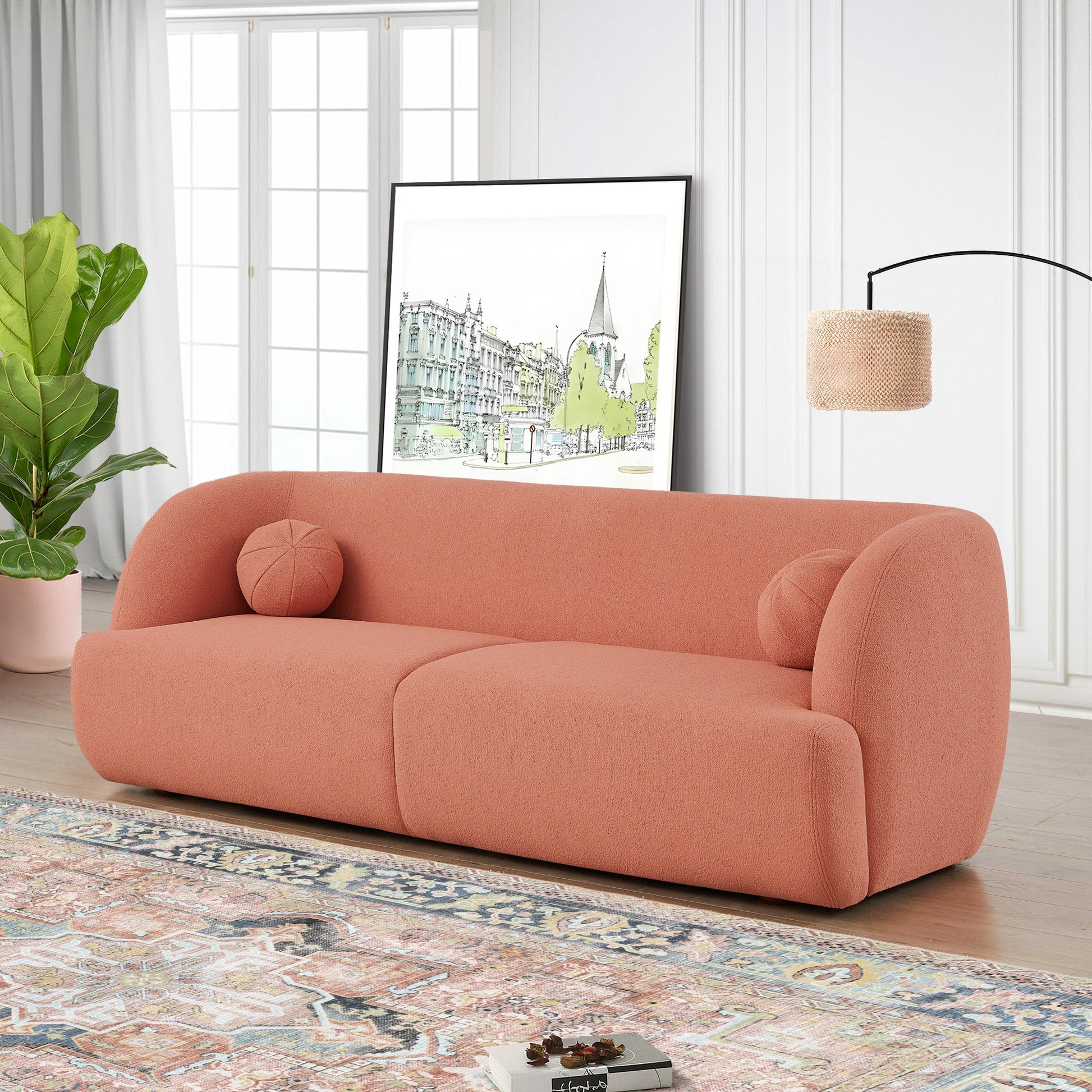 Amiens Boucle Sofa Pink