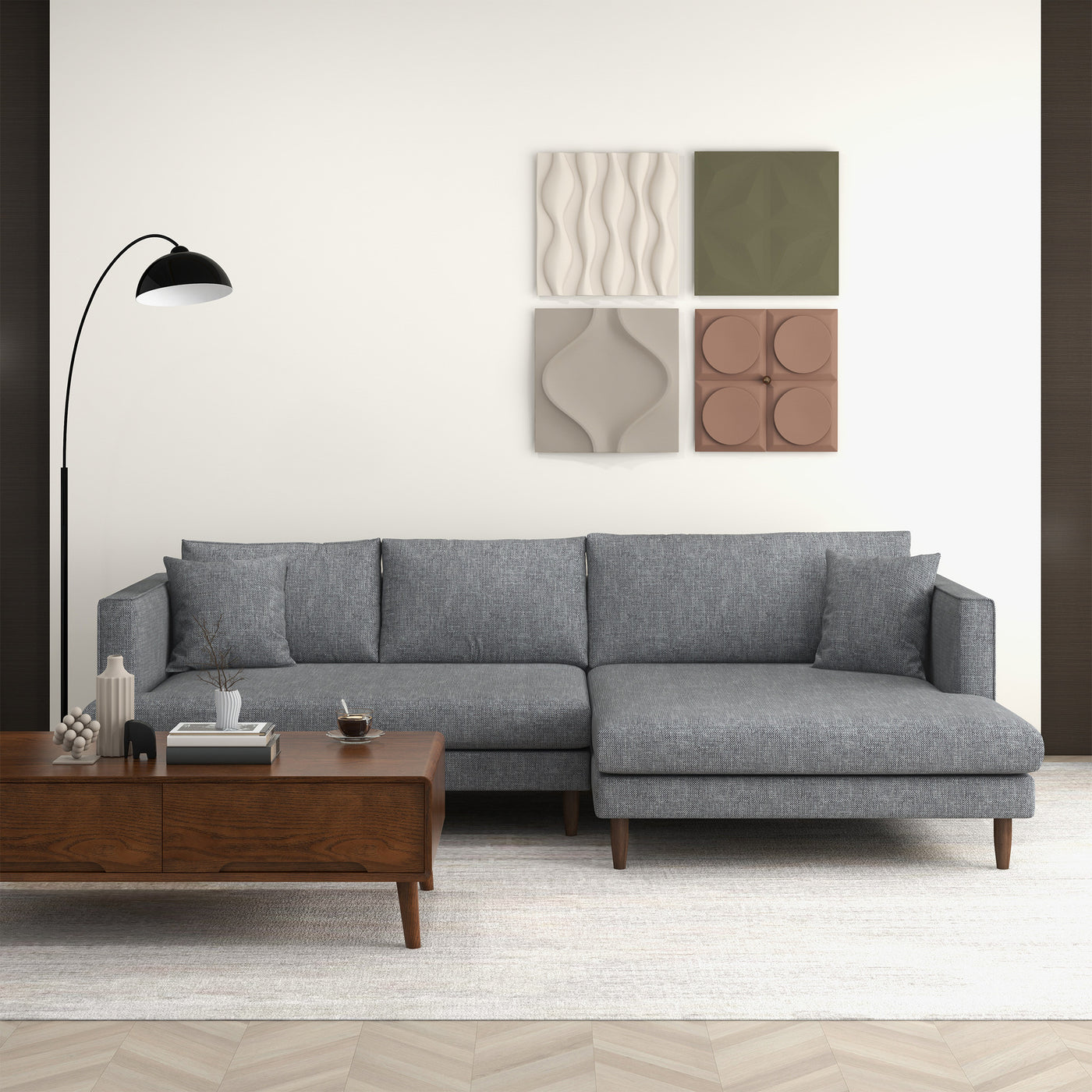 Brunswick Linen Sectional Sofa | Grey