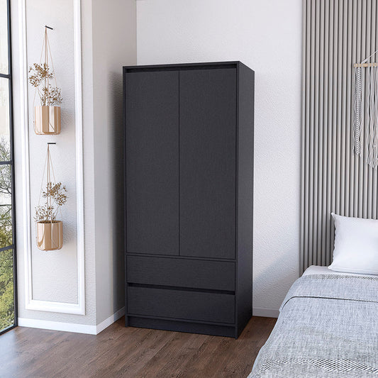 Armoire Closher, Two Drawres, Black Finish