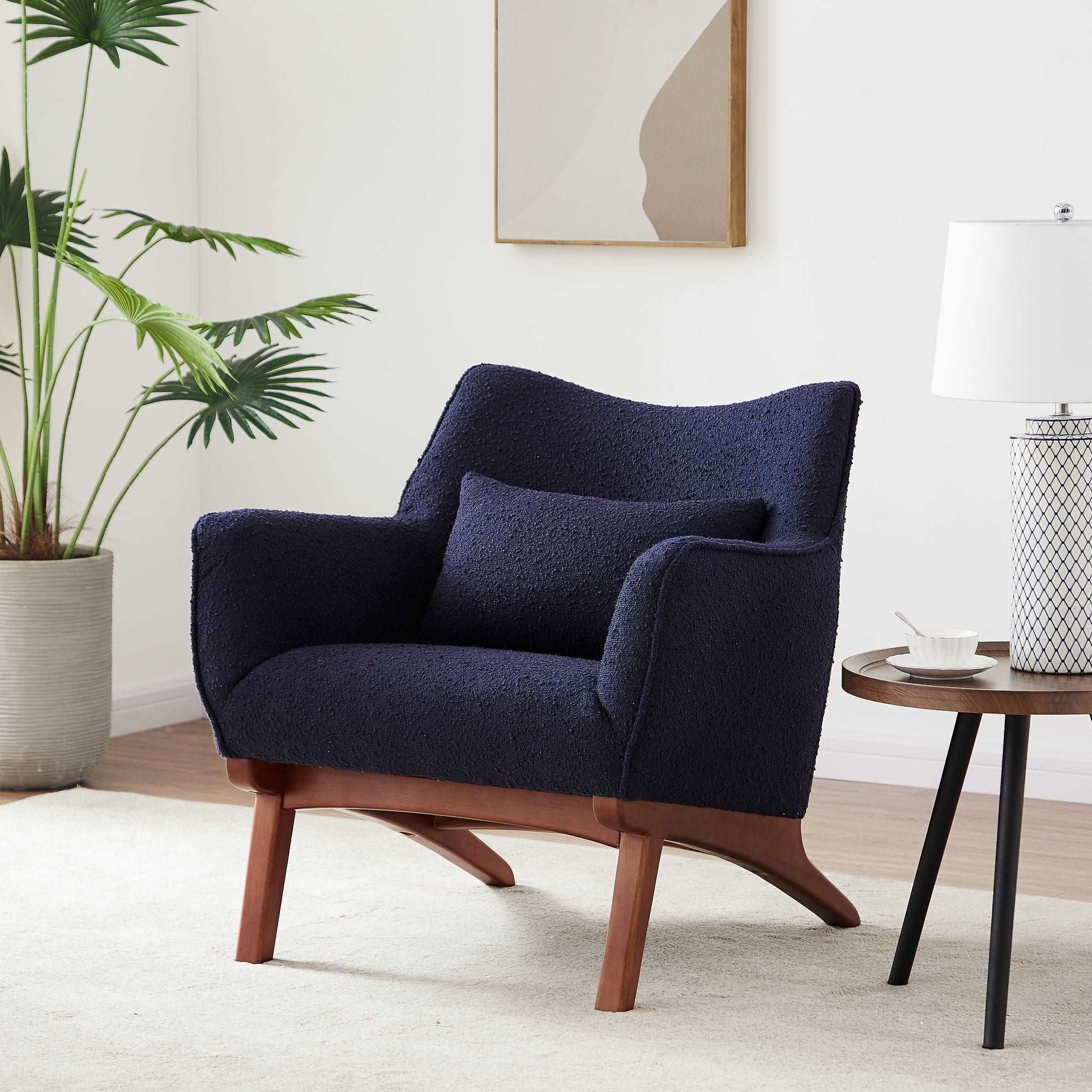 Cantor Boucle Lounge Chair | Dark Blue