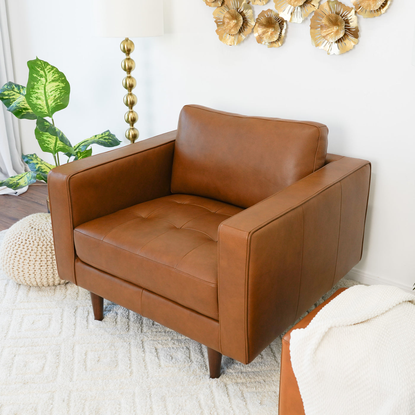 Tatum Leather Lounge Chair | Tan