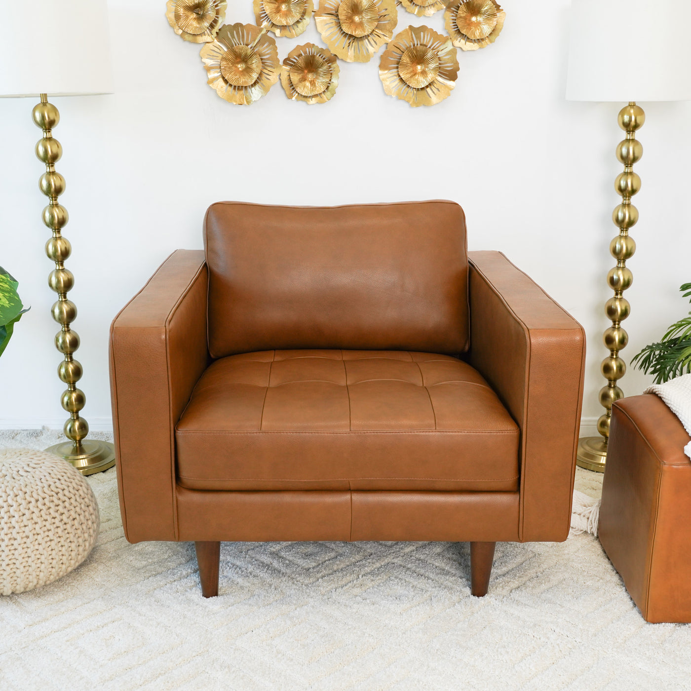 Tatum Leather Lounge Chair | Tan