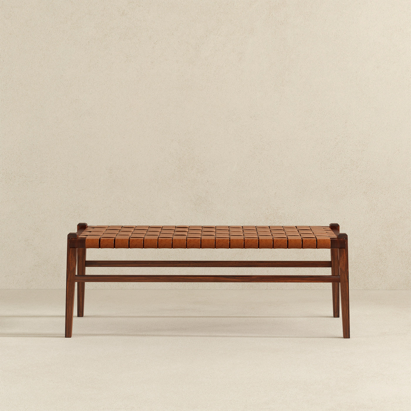 Carrie Leather Bench | Tan