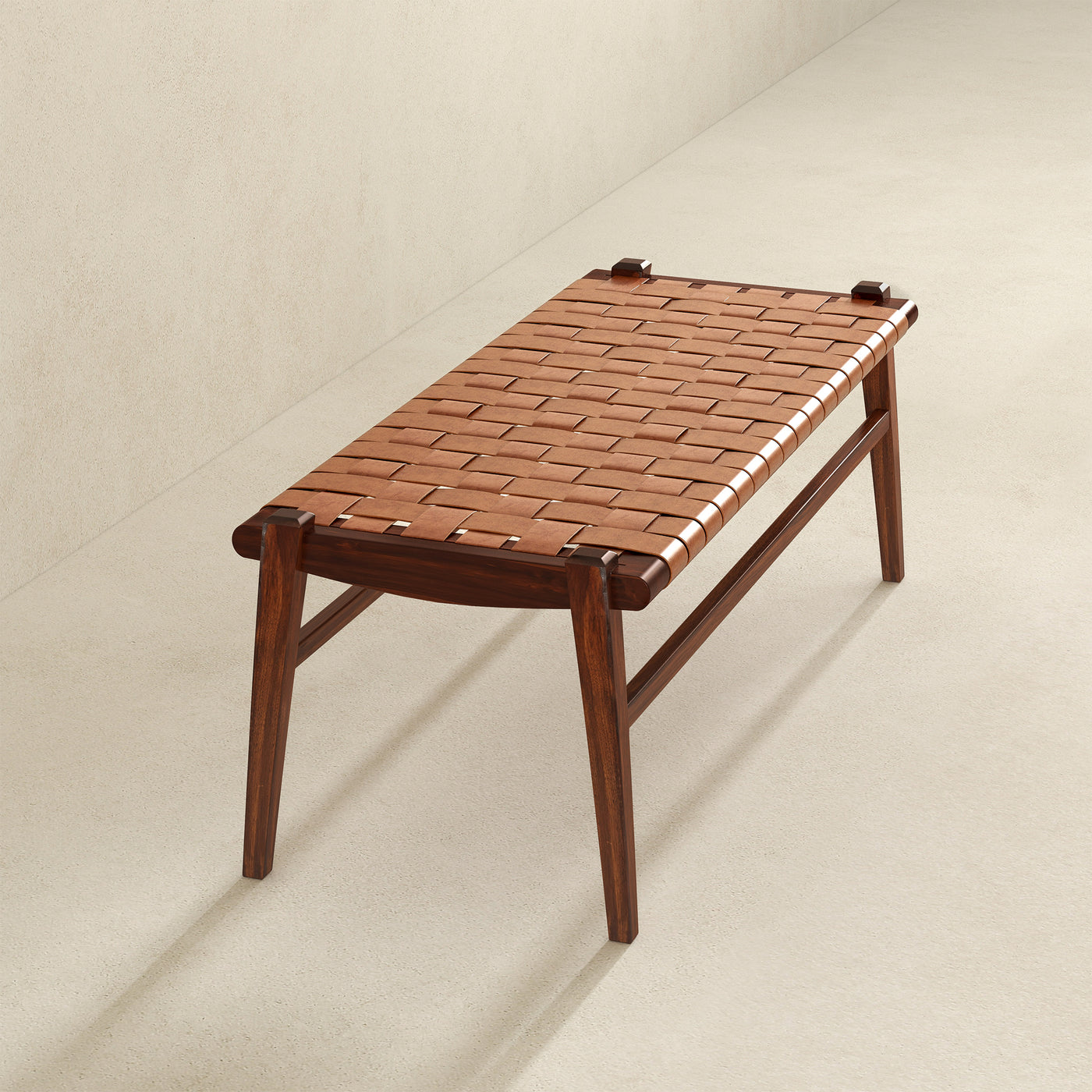 Carrie Leather Bench | Tan