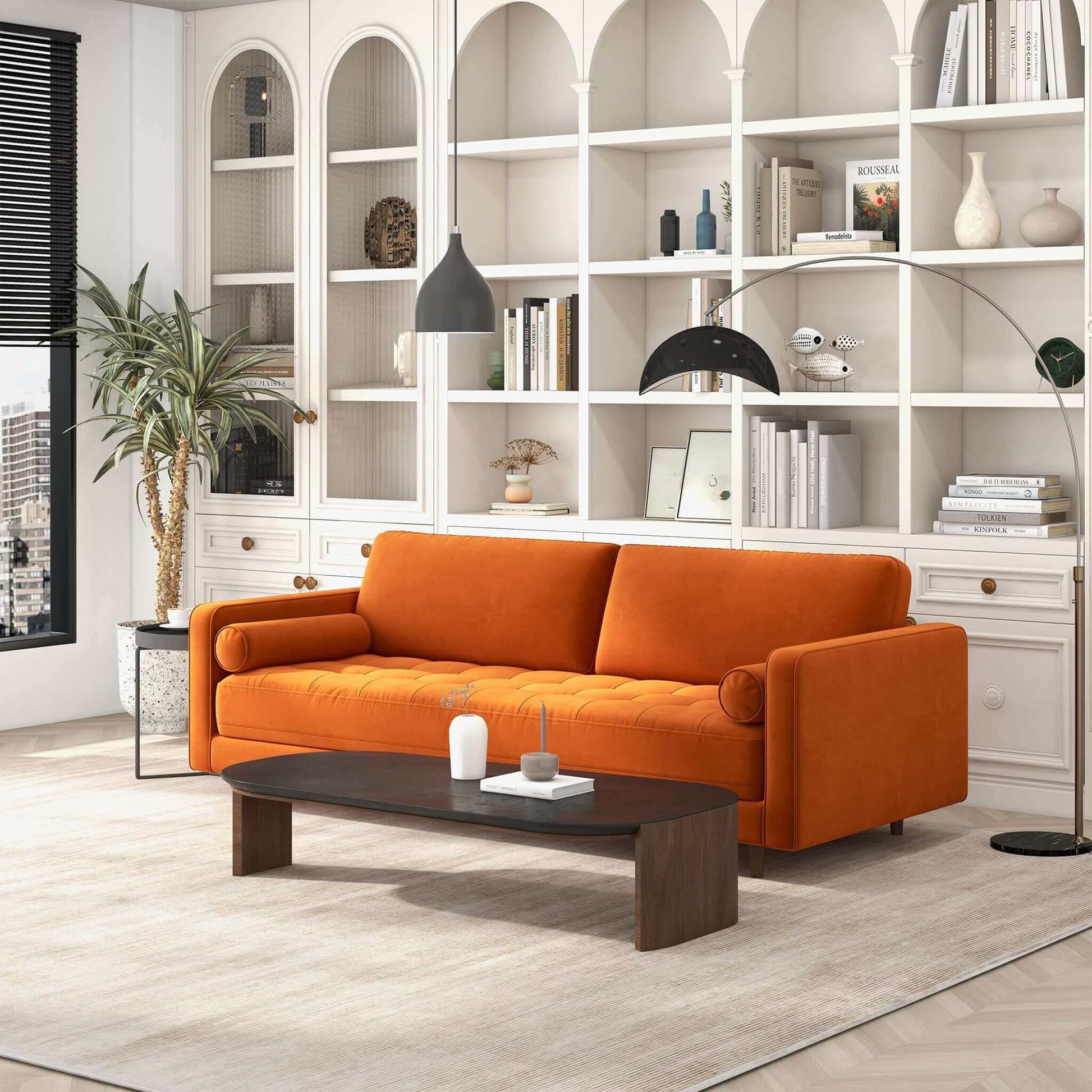 Durham  Velvet Sofa  Burnt Orange