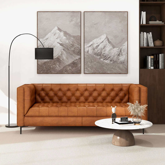 Chesterfield Tufted Leather Sofa | Cognac