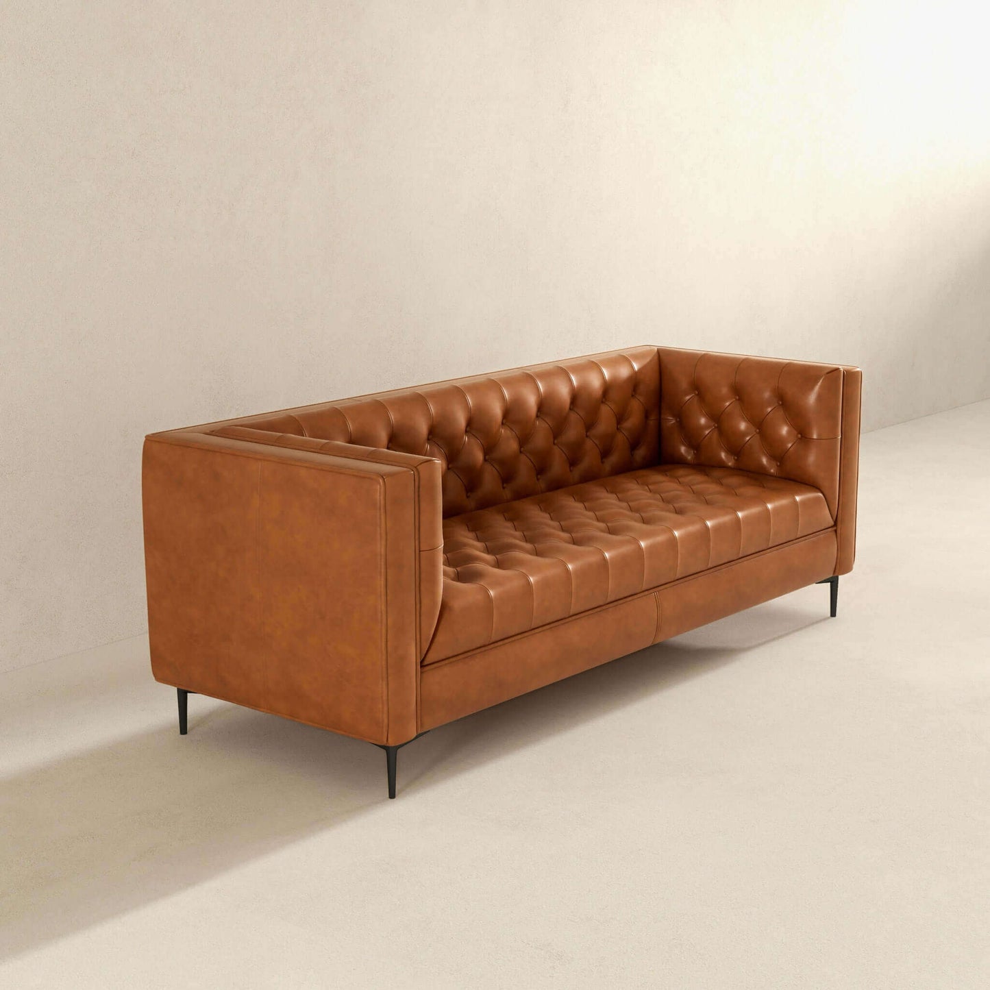 Chesterfield Leather Luxury Sofa Cognac