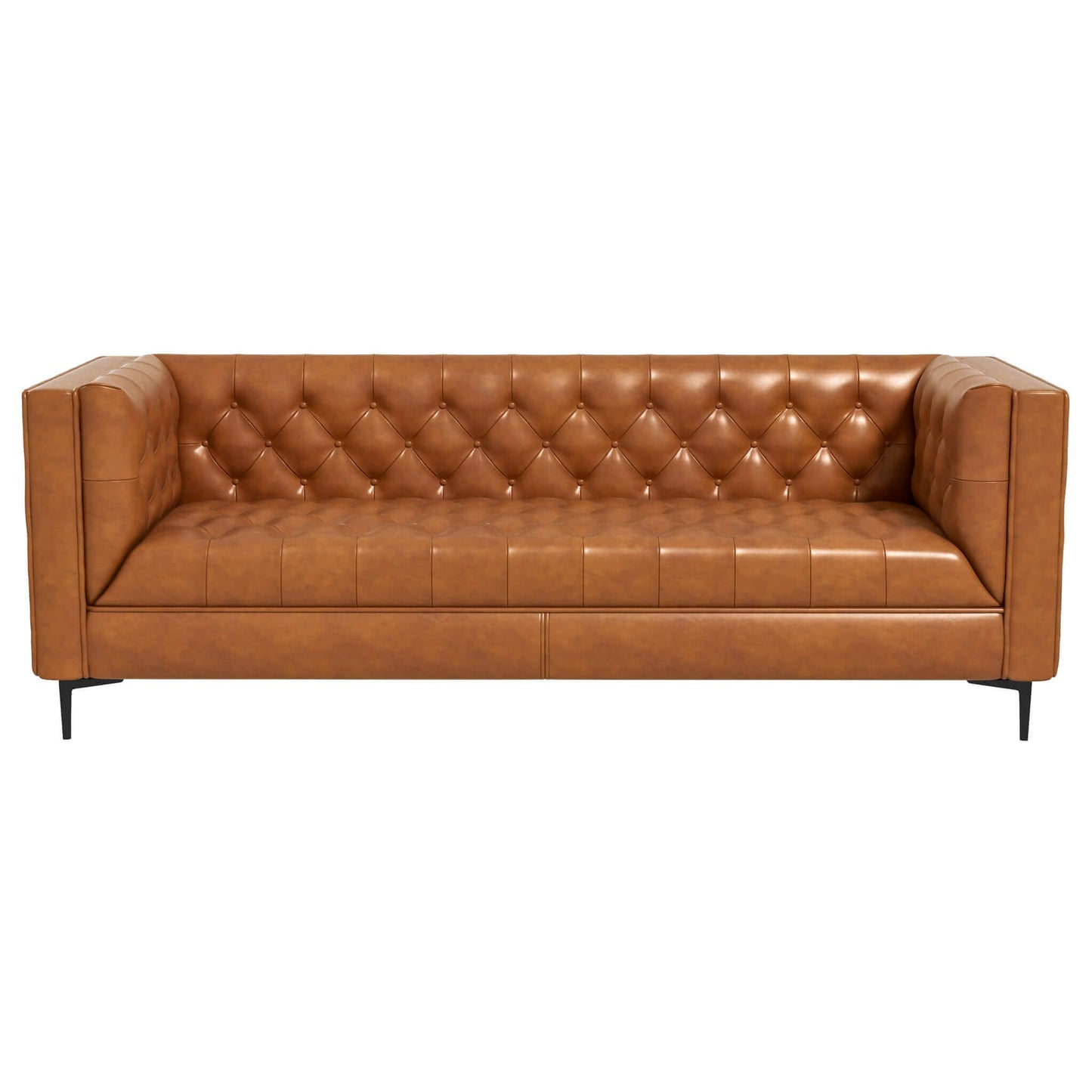 Chesterfield Tufted Leather Sofa | Cognac