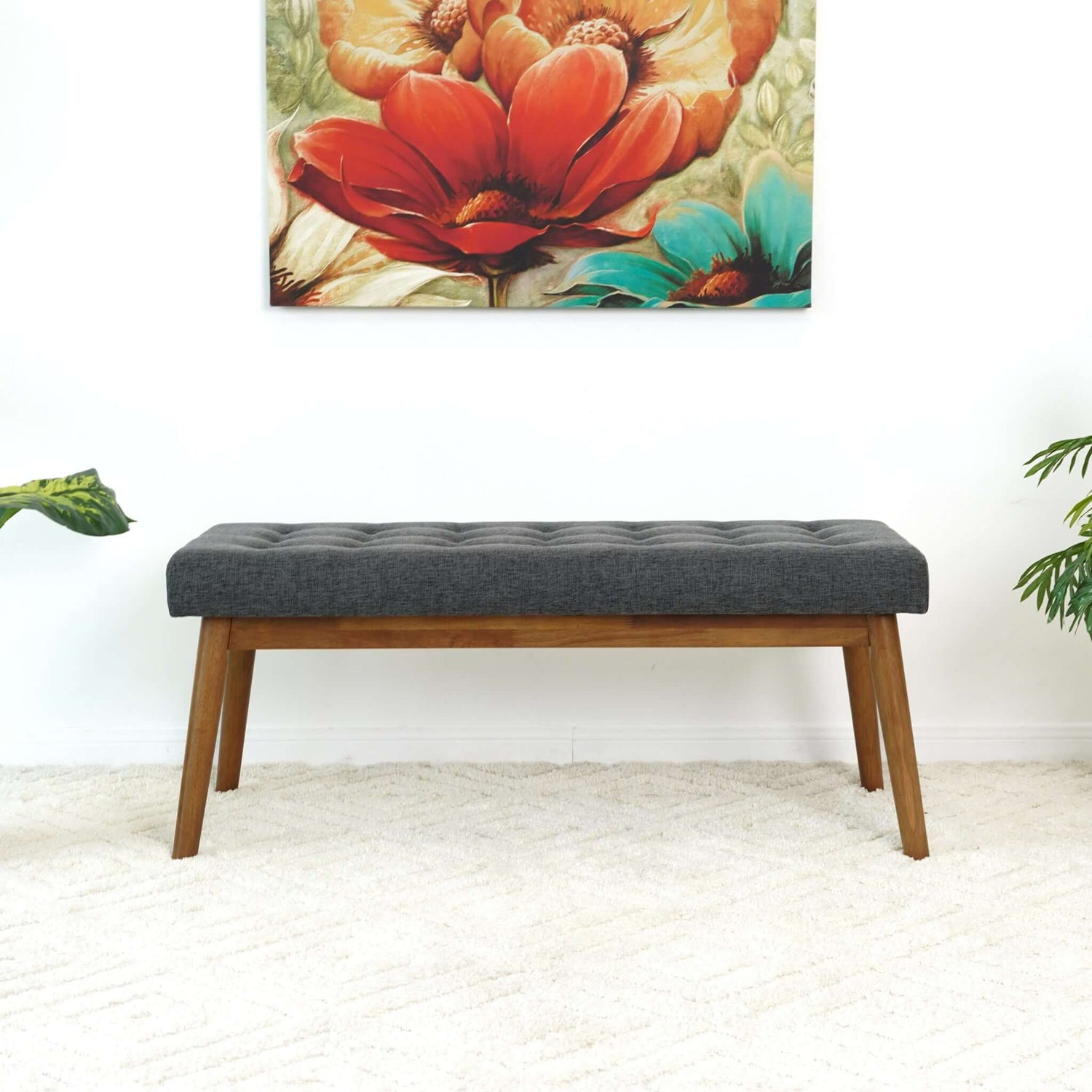 Devlin Fabric Bench | Dark Grey