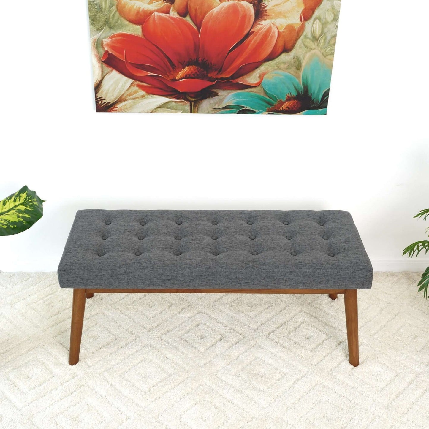 Devlin Fabric Bench | Dark Grey