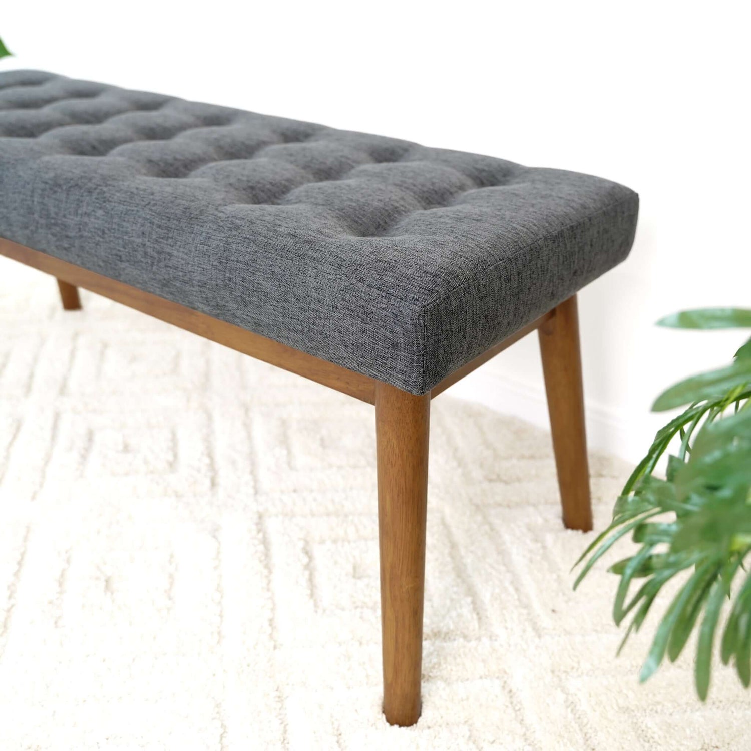 Devlin Fabric Bench | Dark Grey