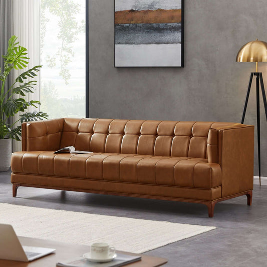 Redding Tufted Leather Sofa | Cognac