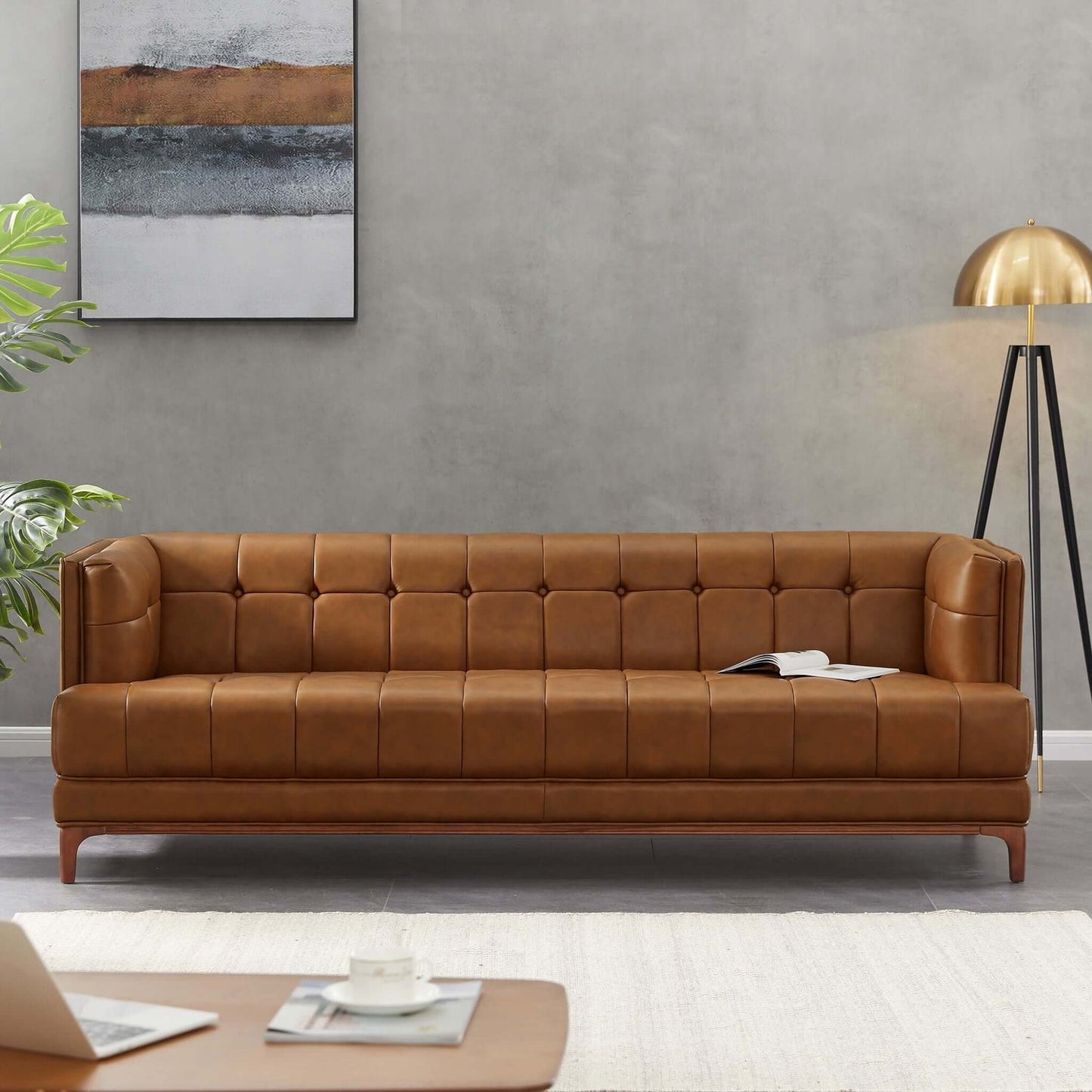 Redding Tufted Leather Sofa | Cognac