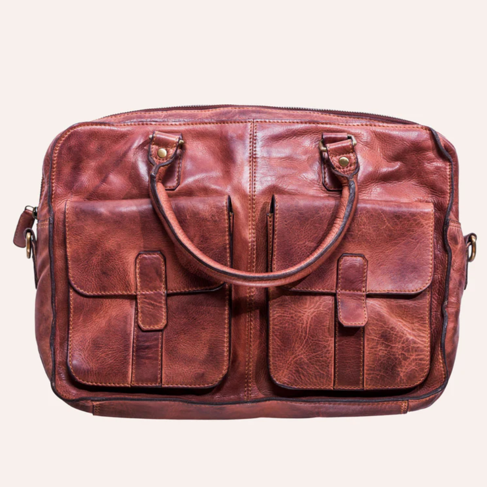 Kiko Commuter Washed Leather Briefcase