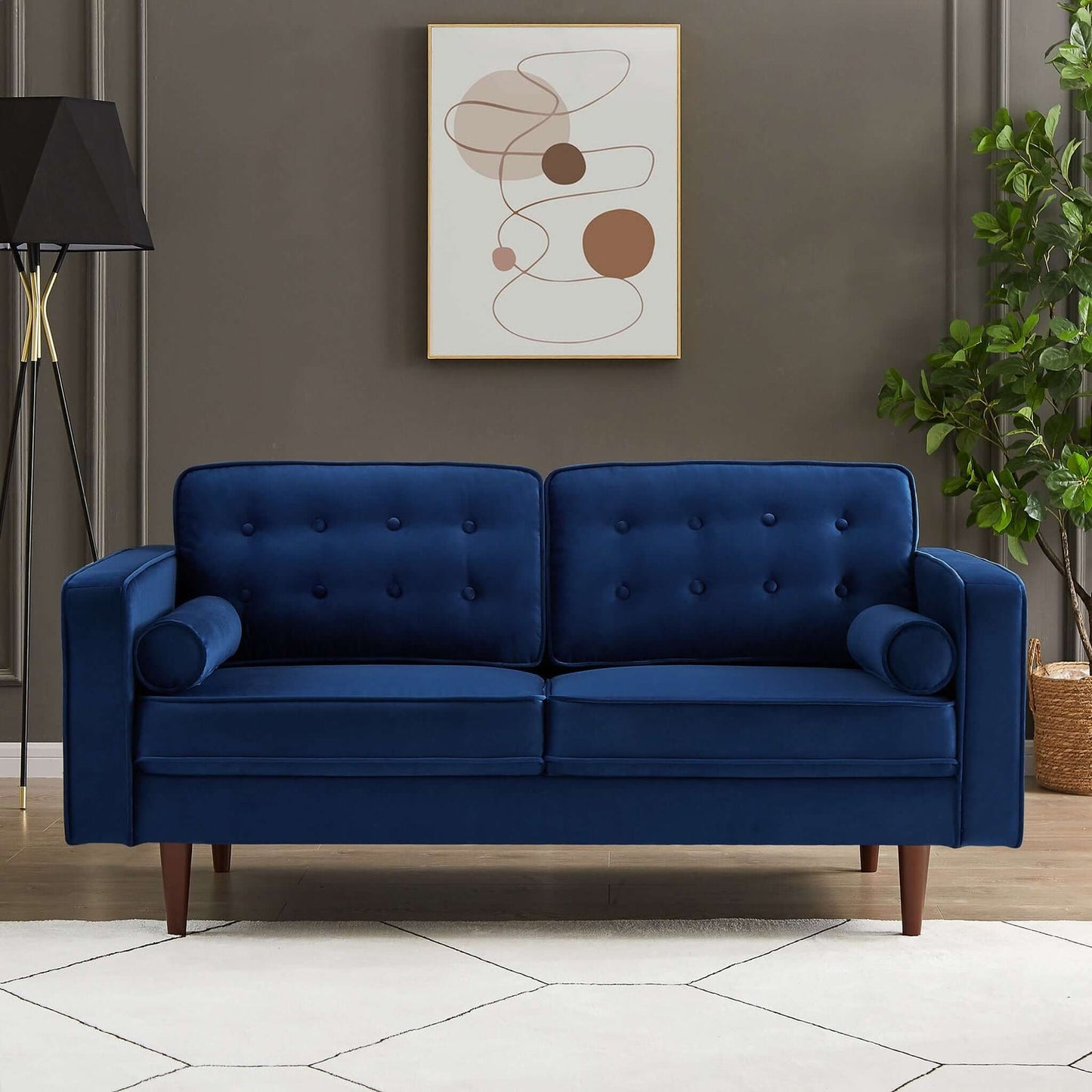 Kendall Velvet Loveseat | Navy Blue