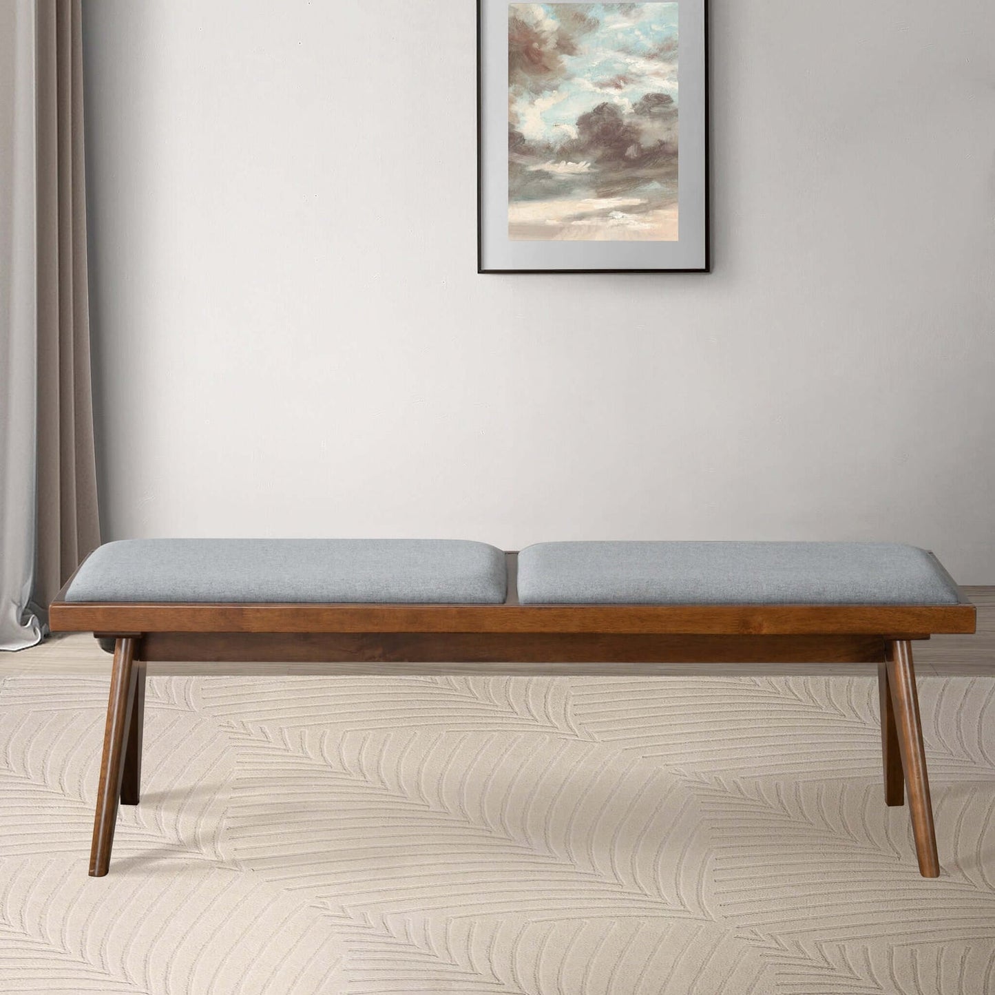 Fabric Upholstered Bench | Grey