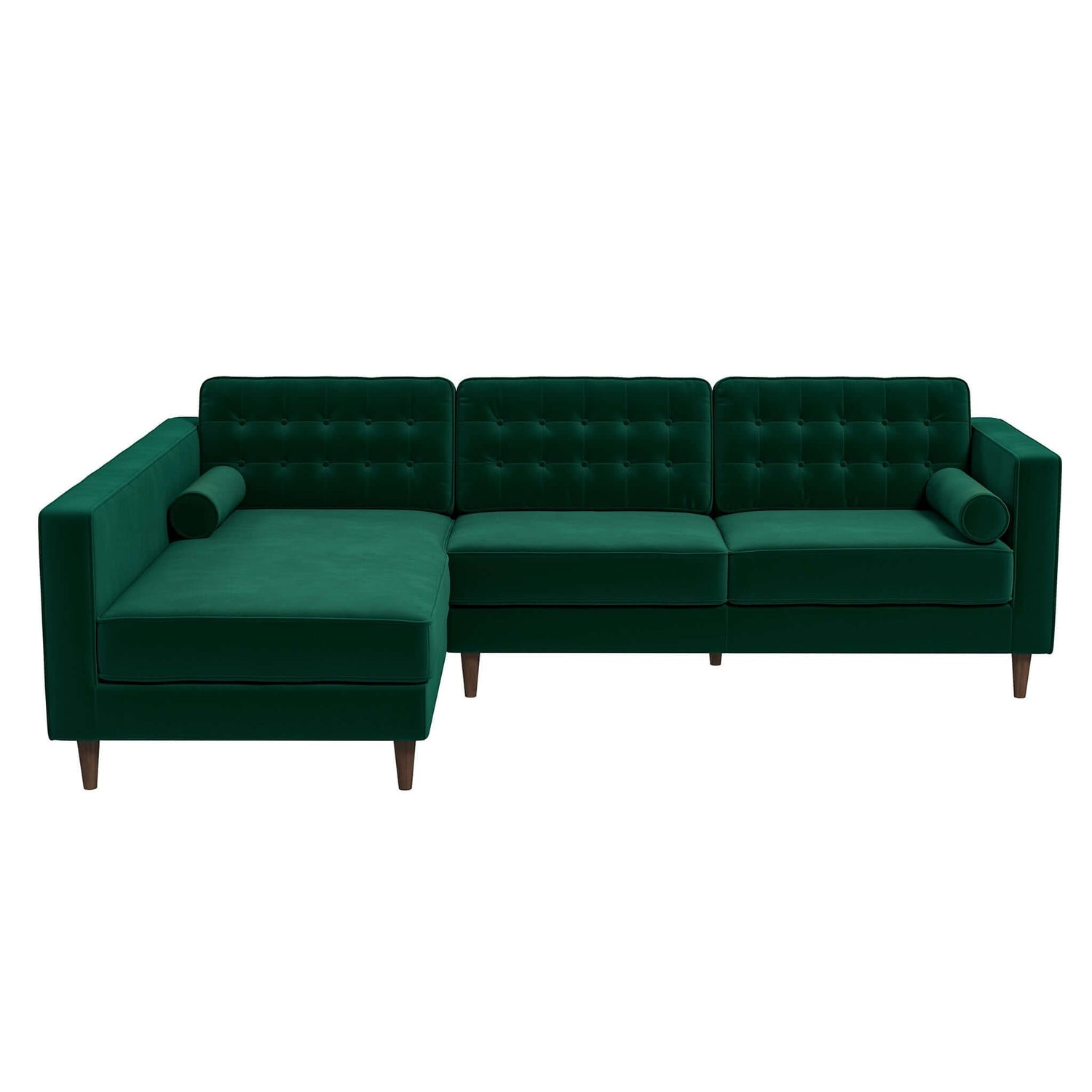 Carol Sectional Velvet Sofa with Left Chaise | Green