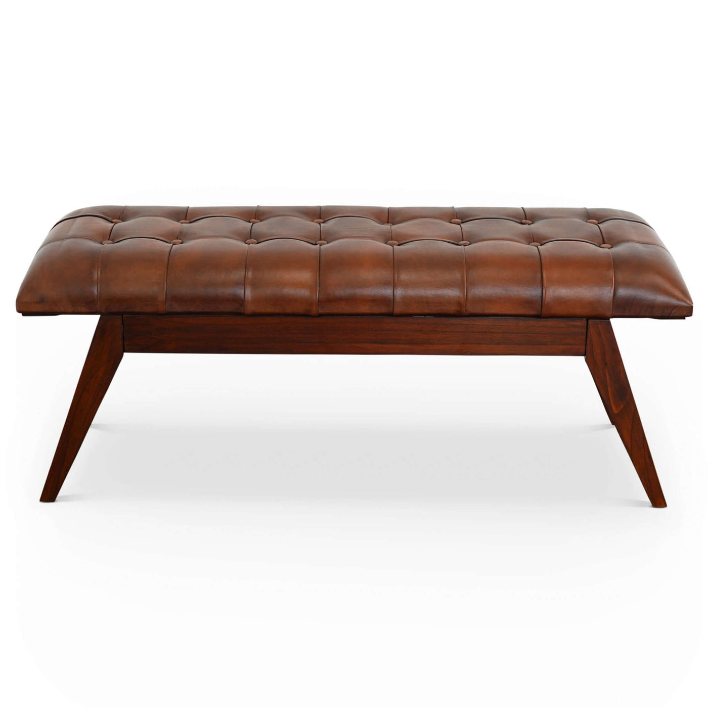 Cognac Leather Bench