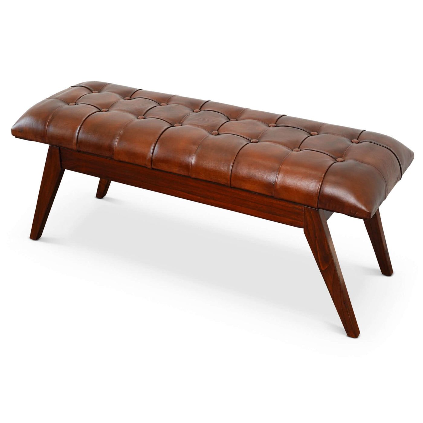 Cognac Leather Bench