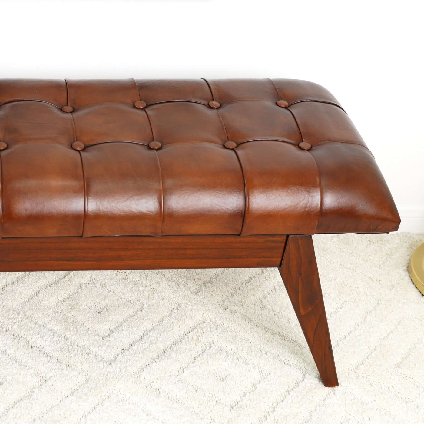 Christina Leather Bench | Cognac