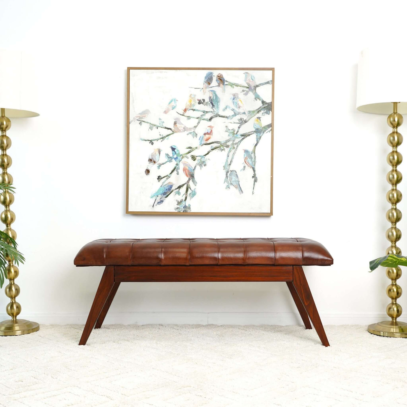 Christina Leather Bench | Cognac